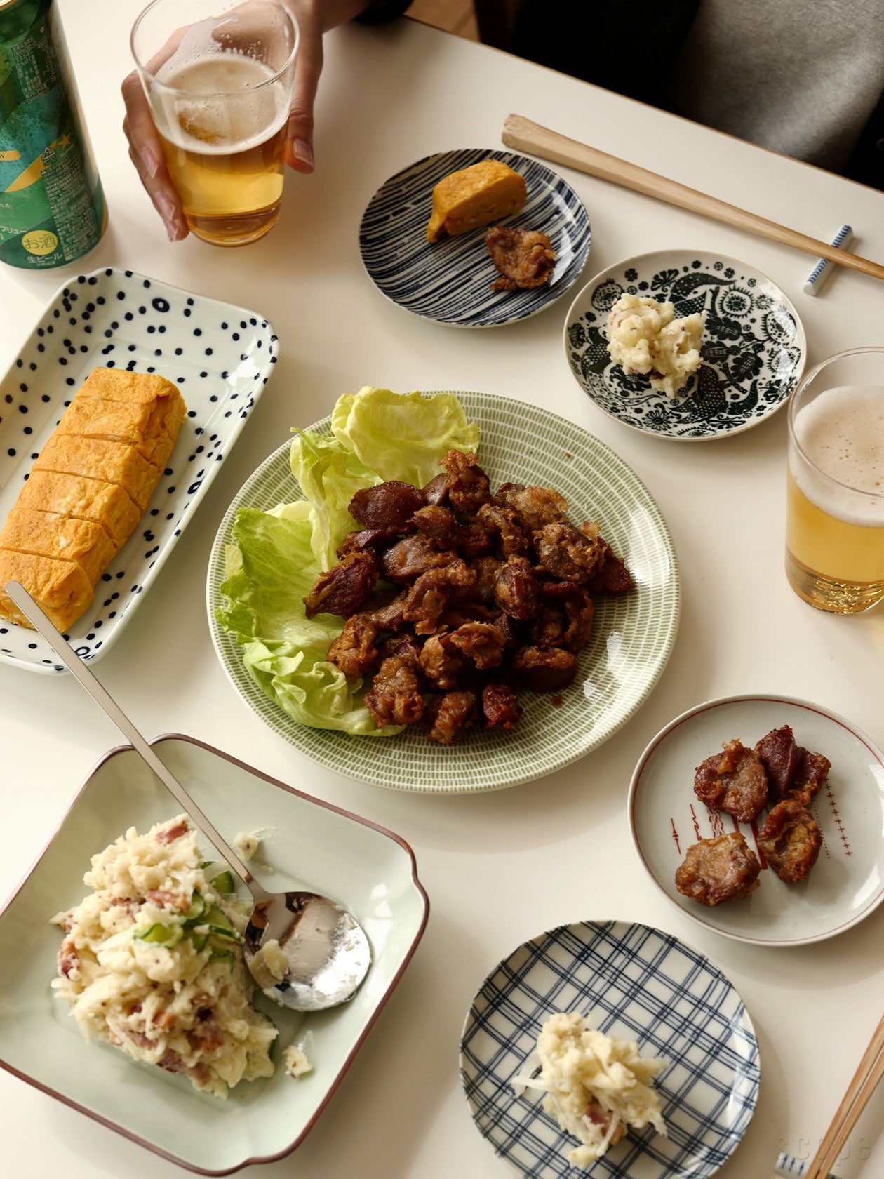 24h Avec プレート20cmに砂ぎものから揚げ。数人でシェアする料理を盛り付けるのにも使える