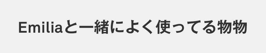 Emiliaと一緒によく使ってる物物