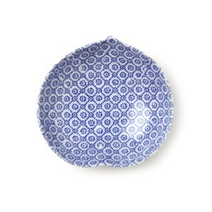 印判豆皿 桃 花格子