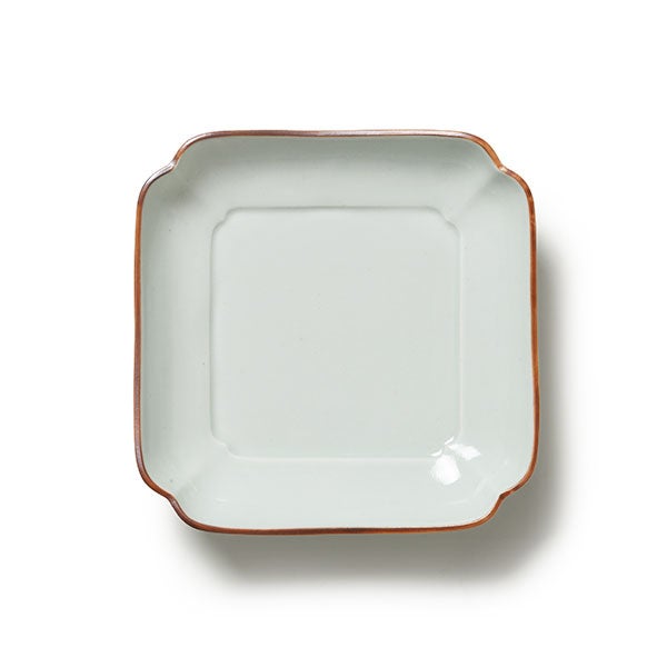 木瓜角皿 縁錆 正角 薄