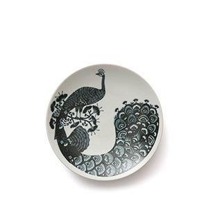 六寸皿 印判鳥獣五画