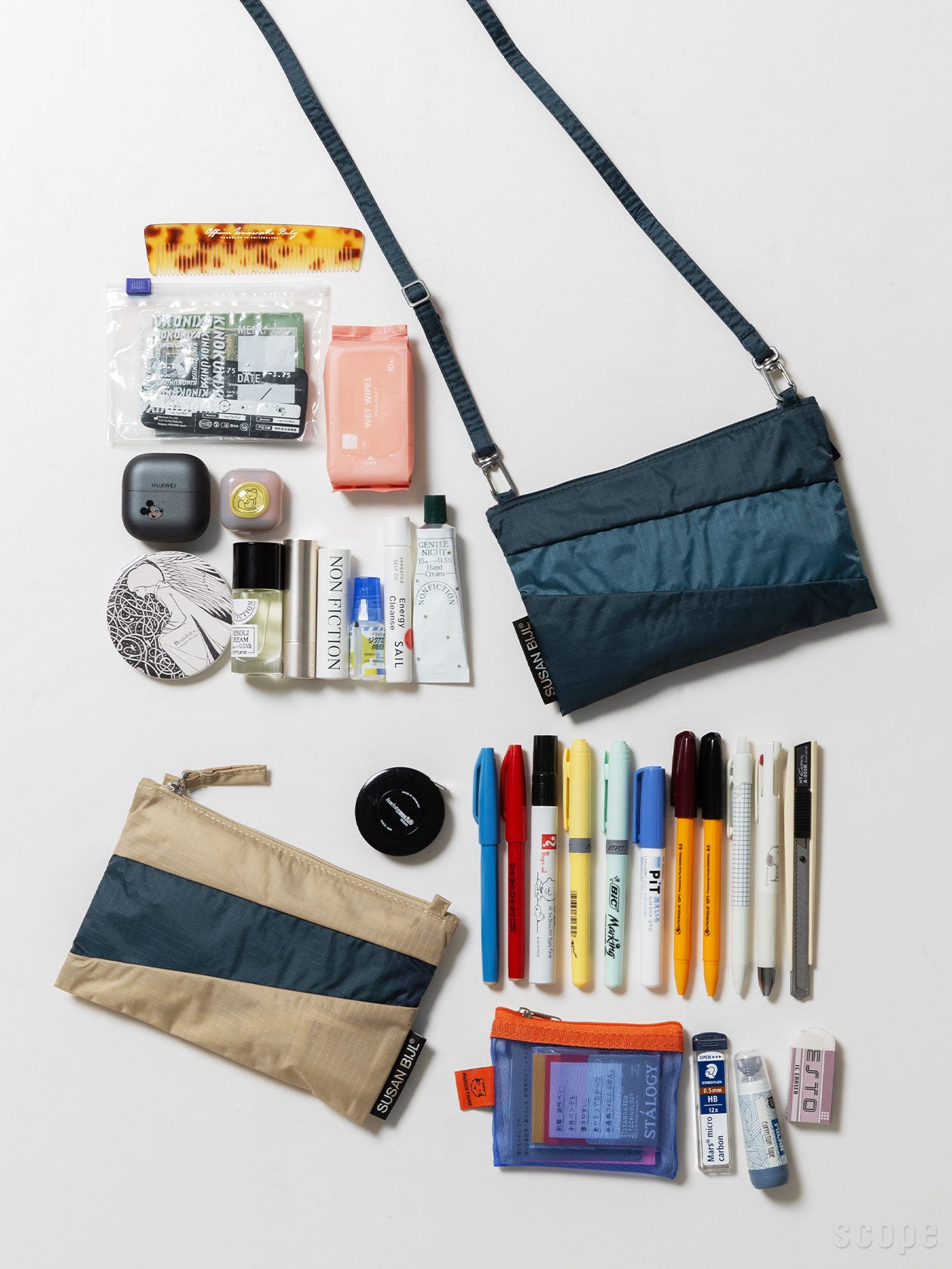 SUSAN BIJL ポーチS。Tornado & Go 32とAlmond & Tornado 31の定番カラー