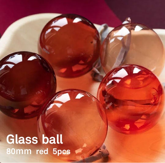 ガラスボール80mm レッド